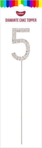Diamante Small Silver Number - 5